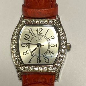 Camrose & Kross JBK Collection Ladies Wrist Watch Rhinestones Red Leather BandNH